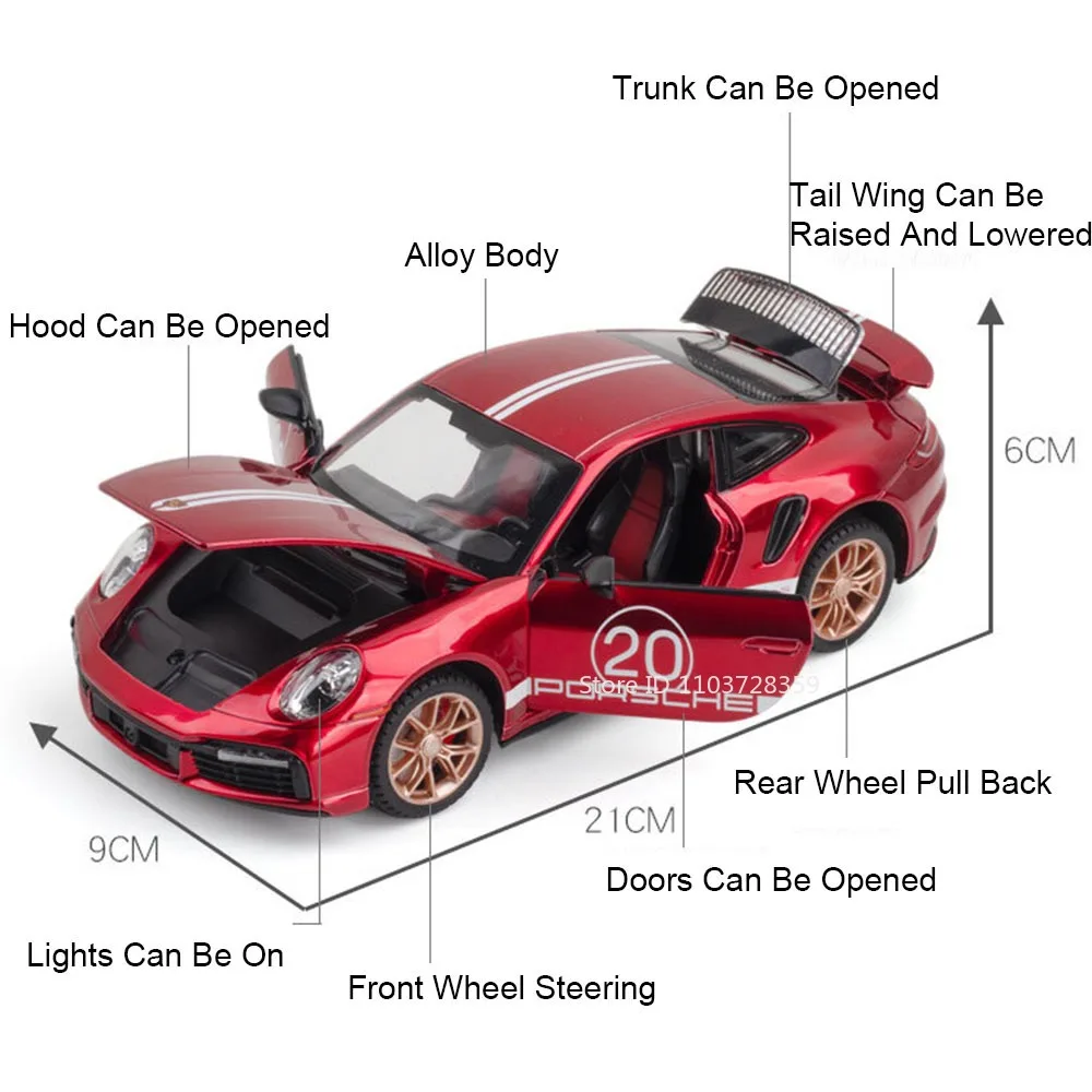 1:24 Scale Porsche Model Car with Lights 6 1:24 Scale Porsche Model Car with Lights - Image 6