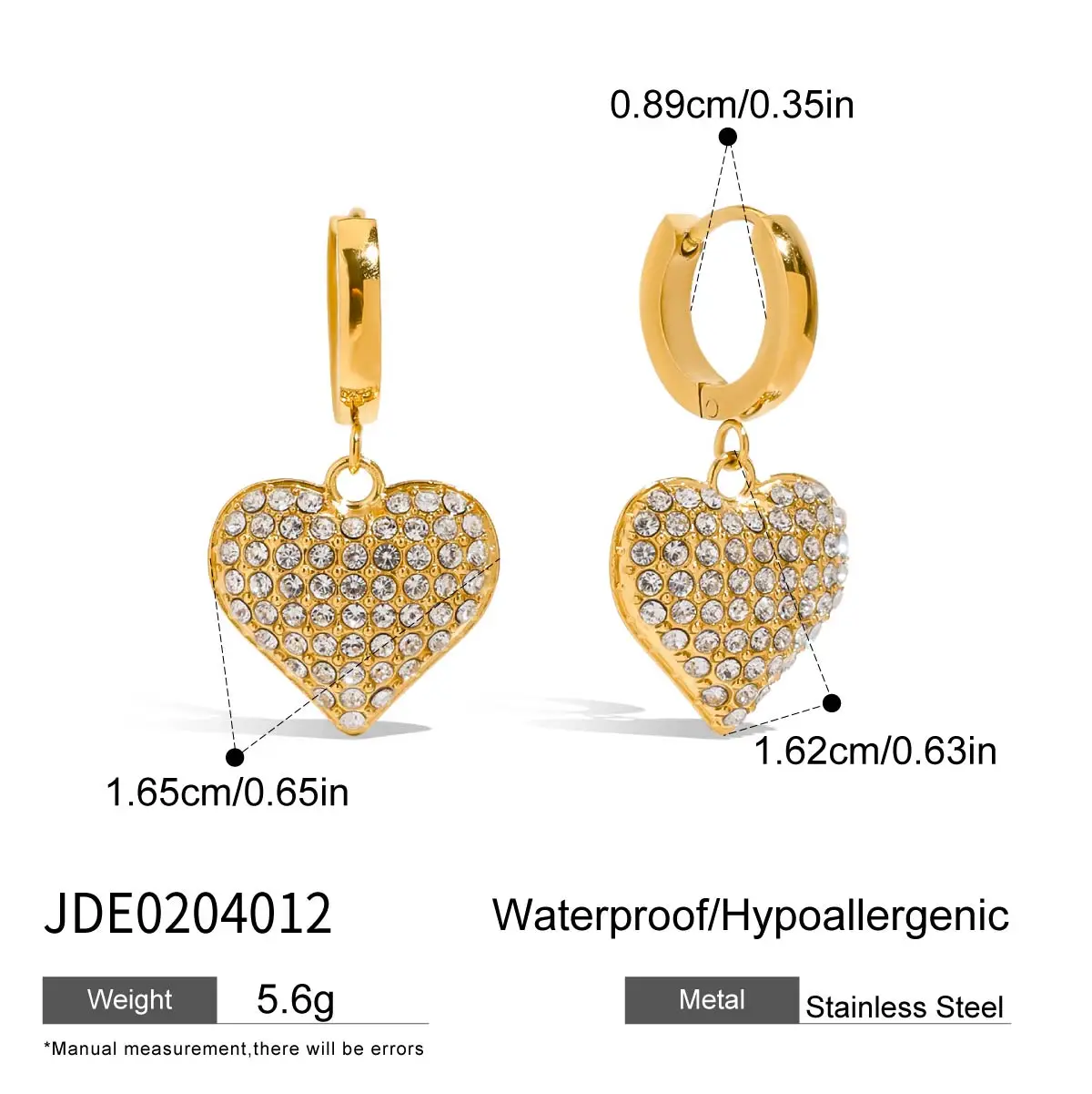 Stainless Steel Heart Drop Earrings 7 Stainless Steel Heart Drop Earrings - Image 7