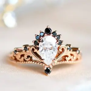 Rose Gold and Black Zircon Vintage Ring 9 S43dcfe6c361b4545a4c283aa8b8825aaU