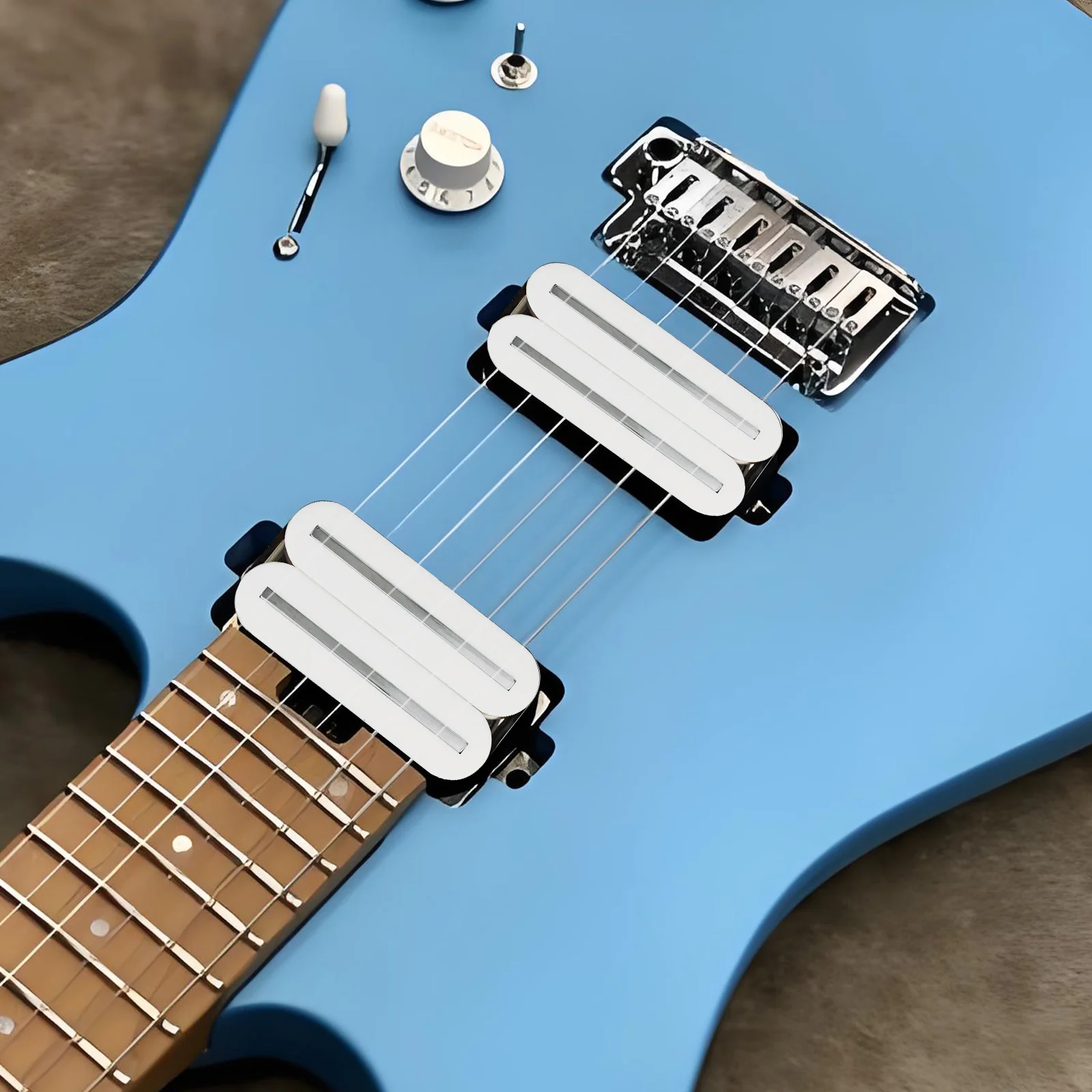 White Dual Blade Humbucker Pickup for Electric Guitars 5 White Dual Blade Humbucker Pickup for Electric Guitars - Image 5