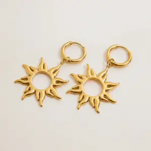 Stainless Steel Sun Earrings with Platinum Finish 12 S4442ffded2134ad6a80bda43c79812b94