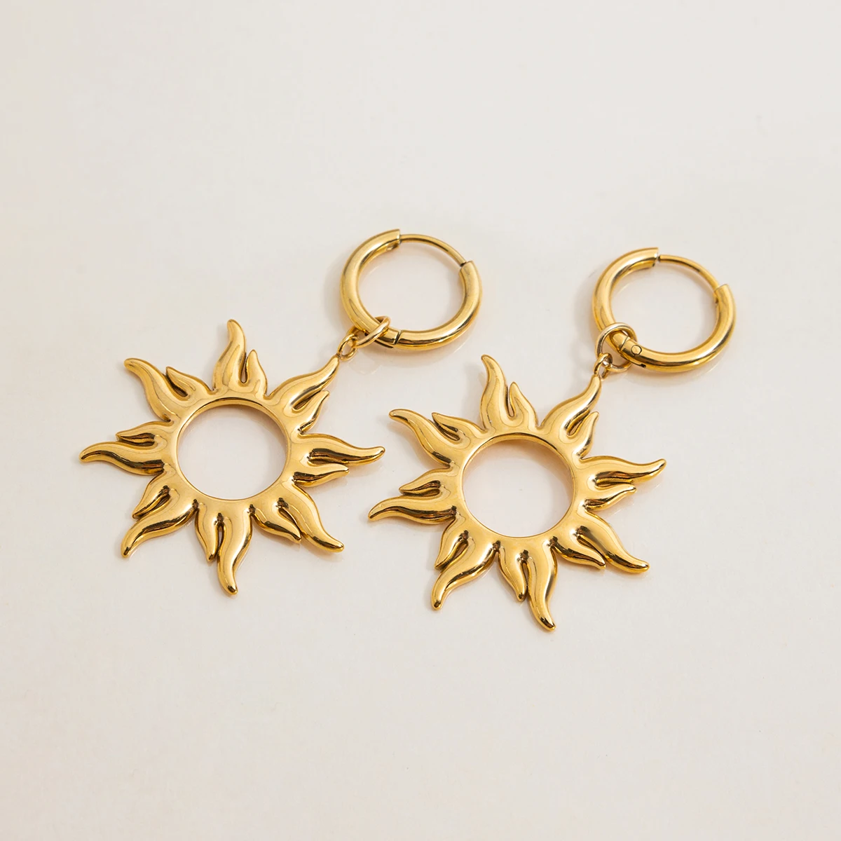 Stainless Steel Sun Earrings with Platinum Finish 6 Stainless Steel Sun Earrings with Platinum Finish - Image 6