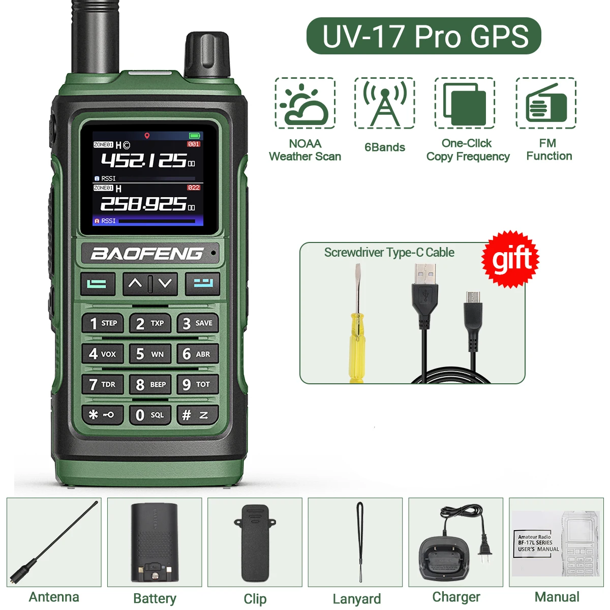 Baofeng UV-17 PRO GPS Walkie Talkie with 6 Bands 7 Baofeng UV-17 PRO GPS Walkie Talkie with 6 Bands - Image 7