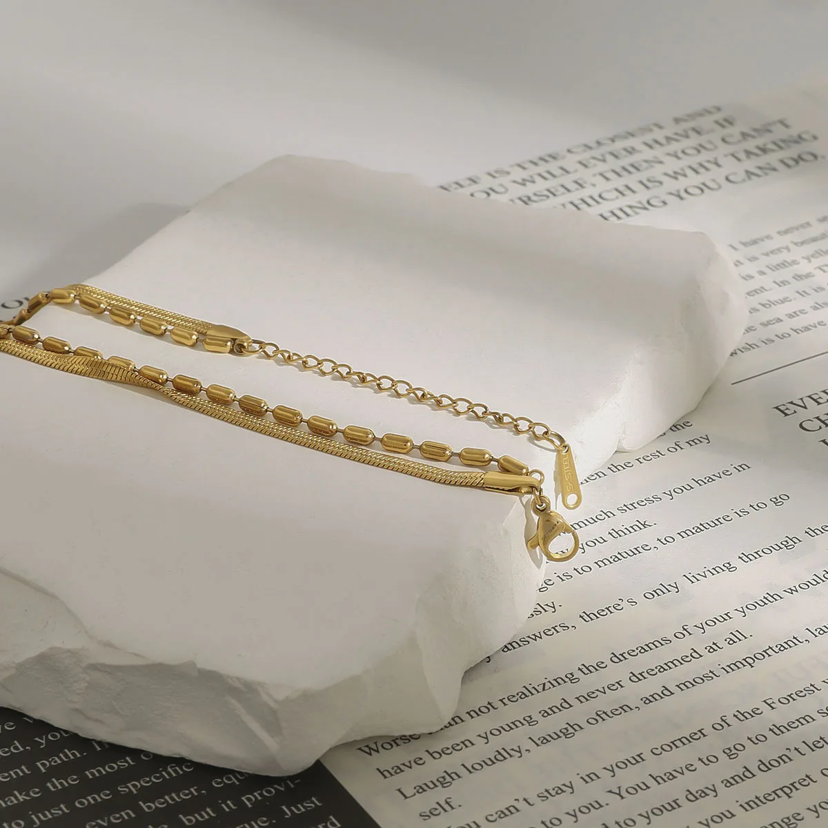 Stainless Steel Double-Layer Gold Necklace 3 Stainless Steel Double-Layer Gold Necklace - Image 3