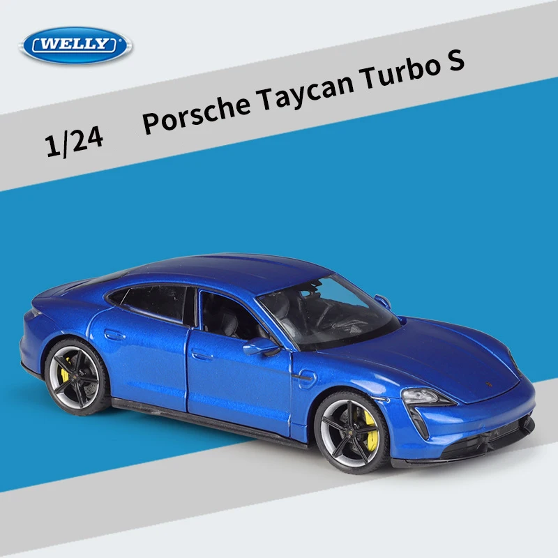 Blue Porsche Taycan Turbo S Model 1:24 Scale 6 Blue Porsche Taycan Turbo S Model 1:24 Scale - Image 6