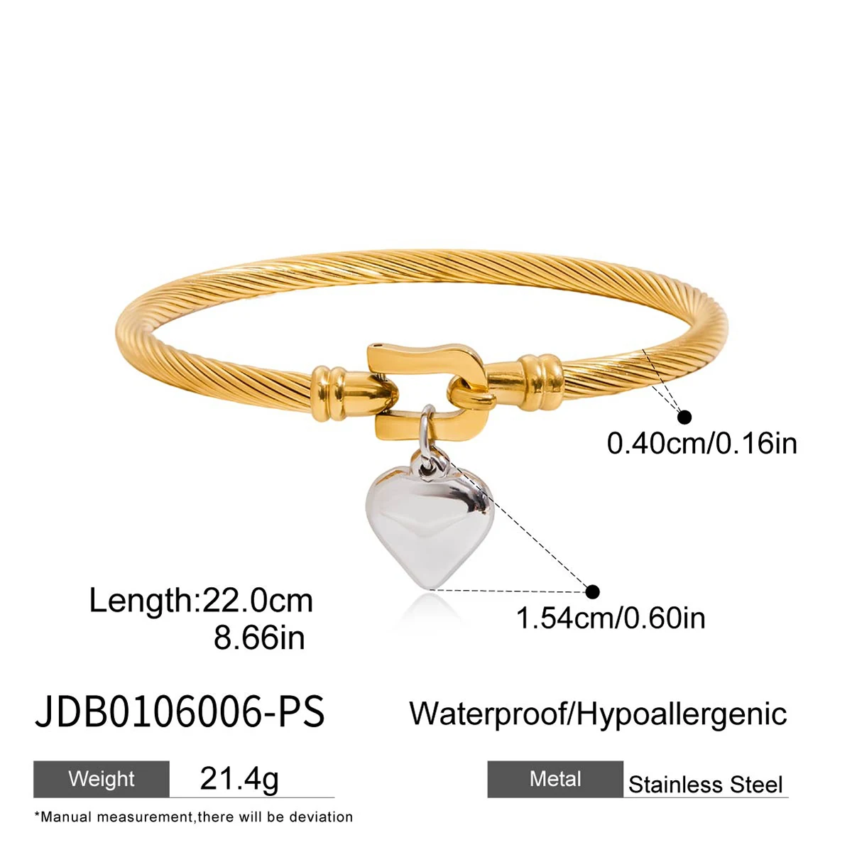 Stainless Steel Heart Bracelet for Women 7 Stainless Steel Heart Bracelet for Women - Image 7