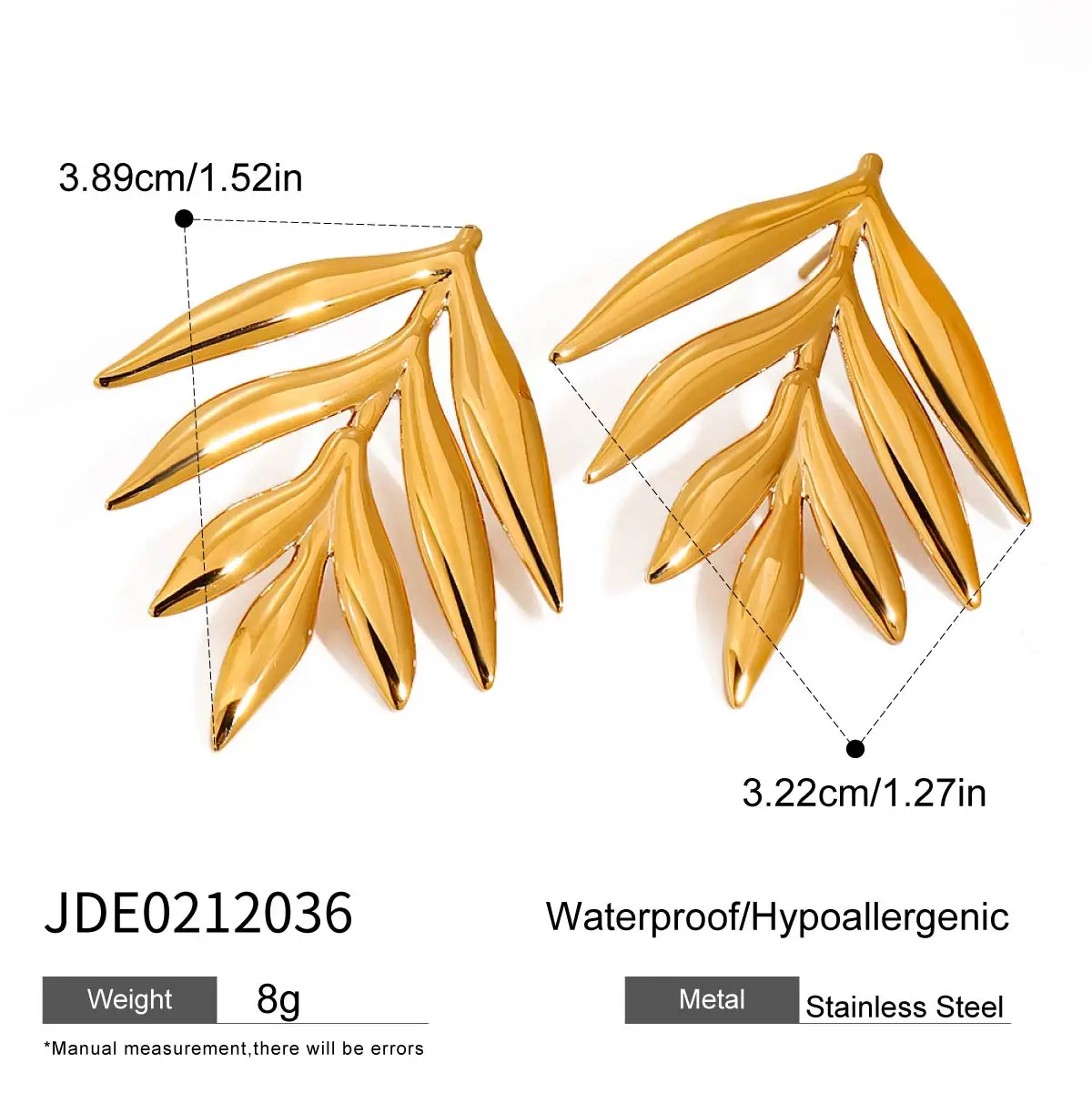 Gold-Tone Stainless Steel Earrings Collection 8 Gold-Tone Stainless Steel Earrings Collection - Image 8