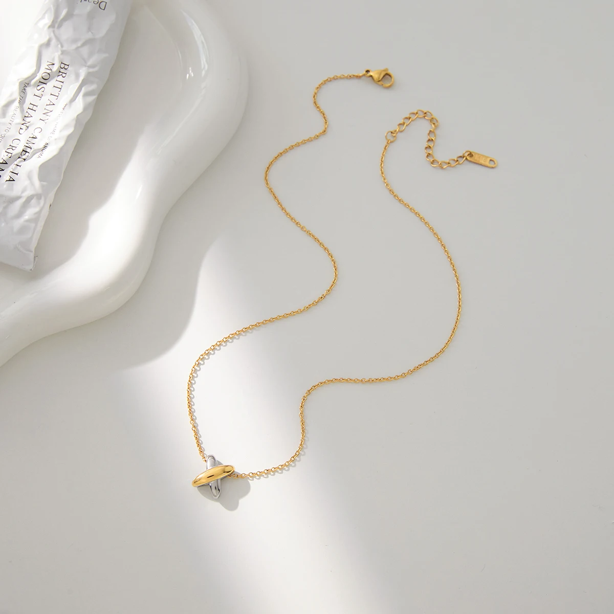 Minimalist Two-Tone Stainless Steel Necklace 4 Minimalist Two-Tone Stainless Steel Necklace - Image 4