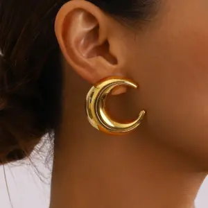 Stainless Steel Moon-Shaped Earrings 8 S459d87d408174b7dac1bdf68ed95aaf2F