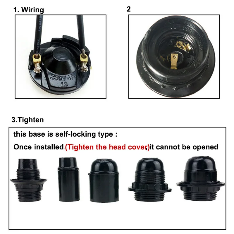 Black E27/E14 Lamp Holder for DIY Lighting 3 Black E27/E14 Lamp Holder for DIY Lighting - Image 3