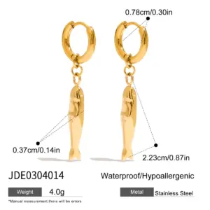 Stainless Steel Gold Fish Earrings Set 16 S45cbf552dea44586886b505e62013d99k