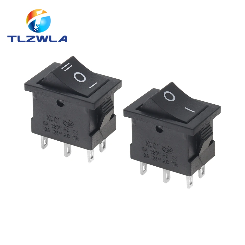 Black 21x15mm Rocker Switch with 6 Pins 4 Black 21x15mm Rocker Switch with 6 Pins - Image 4