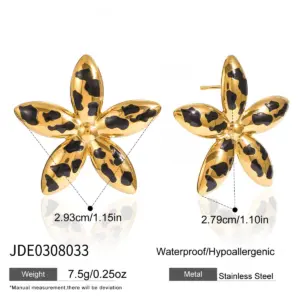 Leopard Print Flower Stainless Steel Earrings 13 S4667cd9edea74618a877216e91ecae0fu