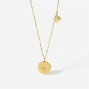 Gold-Toned Stainless Steel Coin Necklace