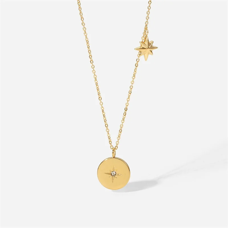 Gold-Toned Stainless Steel Coin Necklace 1 Gold-Toned Stainless Steel Coin Necklace