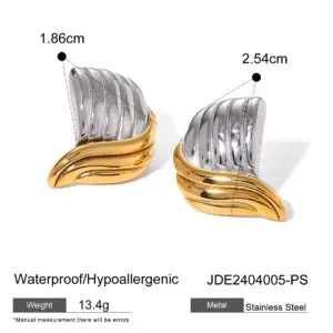 Stainless Steel Waves Earrings for Women 11 S46c75e34f99f434882304c770da036dfI