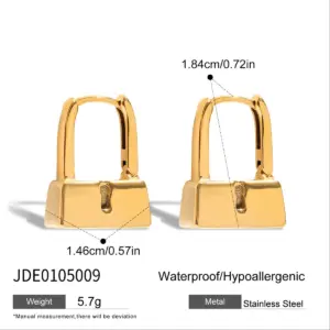 Stainless Steel Lock-Shaped Gold Hoop Earrings 13 S46dc1e149cd749db90af8dab28910048u