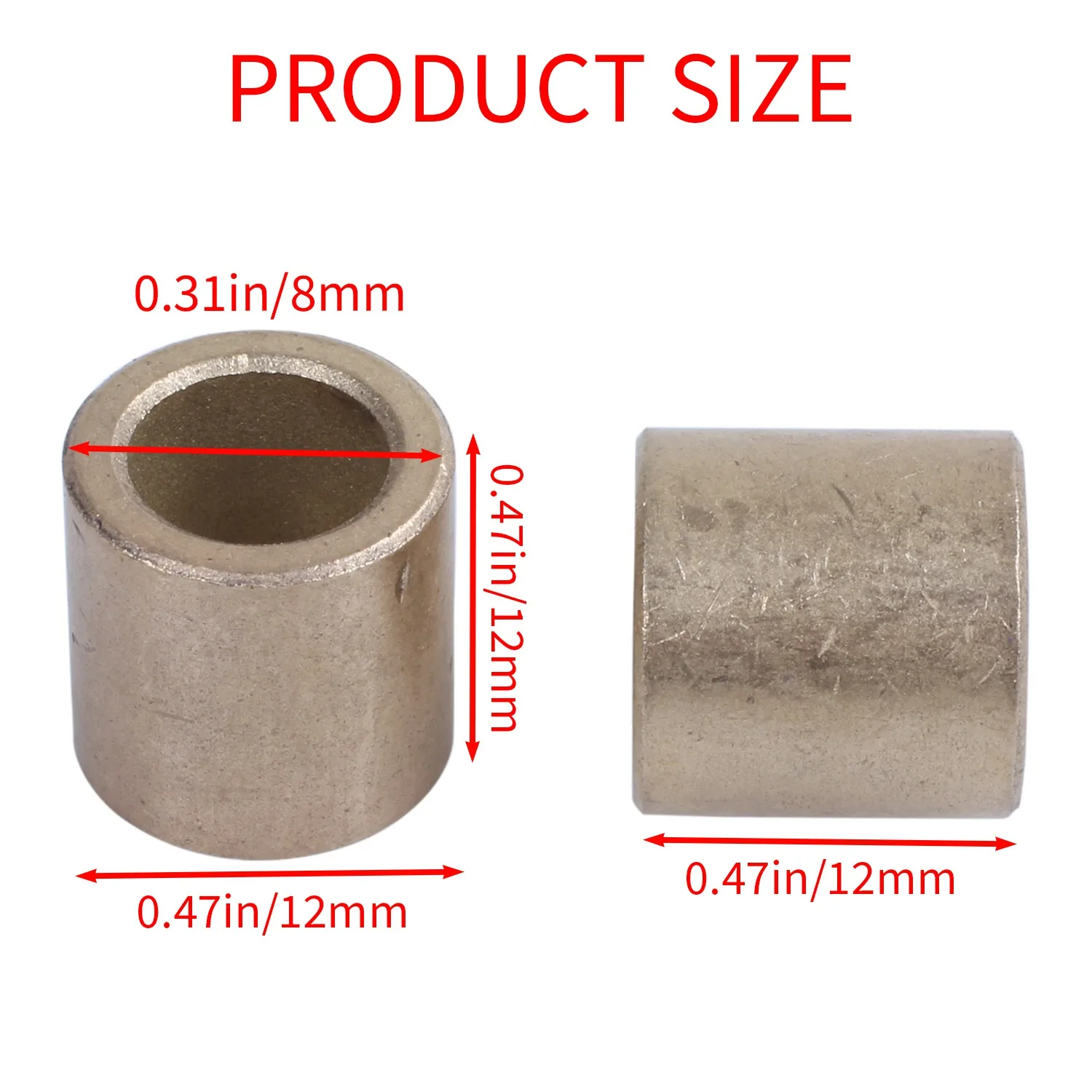 Oil-Immersed Bronze Bushings 8x12x12mm Set of 2 3 Oil-Immersed Bronze Bushings 8x12x12mm Set of 2 - Image 3