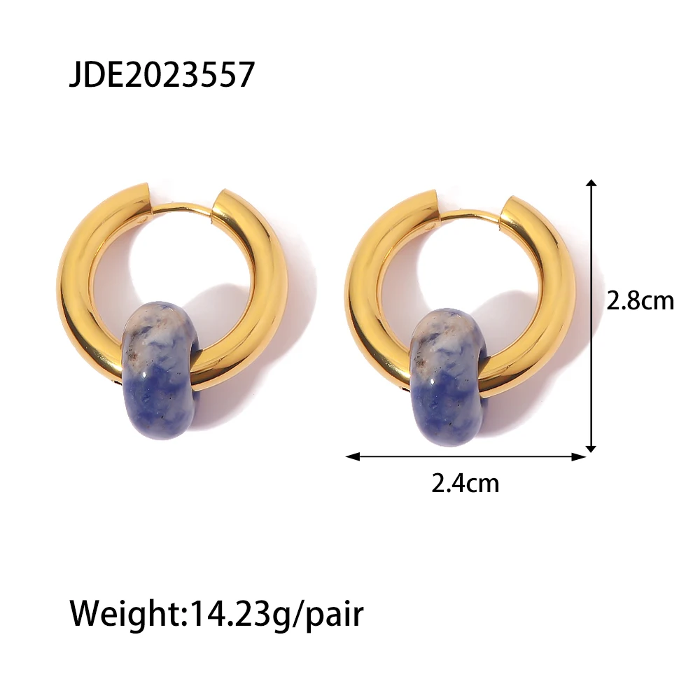 Stainless Steel Gold-Tone Hoop Earrings 7 Stainless Steel Gold-Tone Hoop Earrings - Image 7