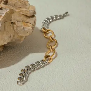 Stainless Steel Two-Tone Chain Bracelet for Women 12 S470e4d310217489db20828a91469ac4ag