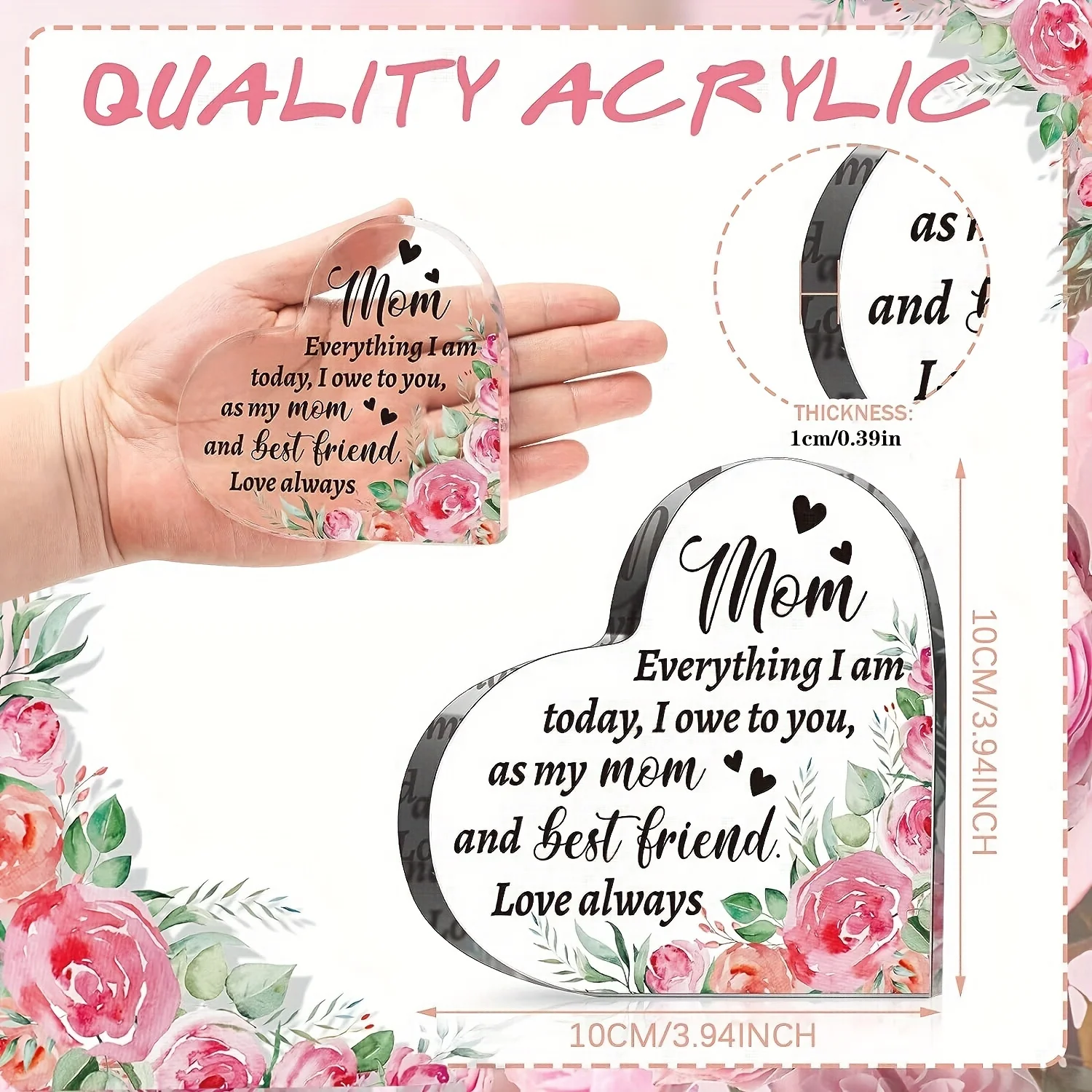 Heart-Shaped Acrylic Floral Gift for Moms 4 Heart-Shaped Acrylic Floral Gift for Moms - Image 4