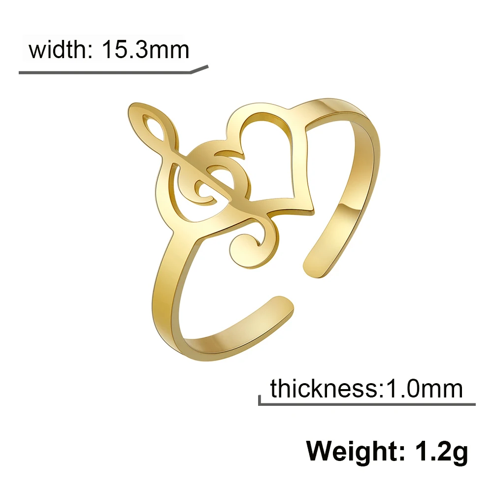 Music Note Heart Ring for Women 8 Music Note Heart Ring for Women - Image 8