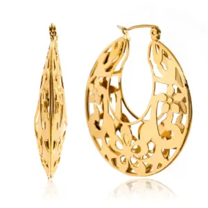 Elegant Gold Stainless Steel Floral Earrings