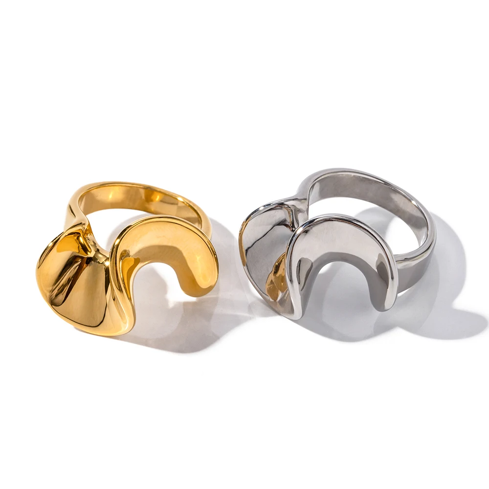 Stainless Steel Gold-Wave Adjustable Ring 1 Stainless Steel Gold-Wave Adjustable Ring