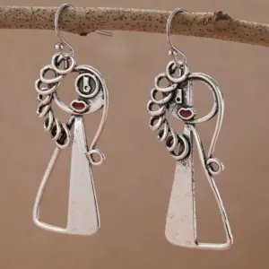 Vintage Silver Artistic Face Dangle Earrings 7 S476bd1c592114982bd9de13e9f0e864aL