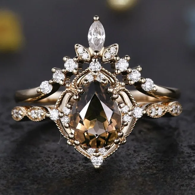 Elegant Waterdrop Zirconia Ring Set for Women 5 Elegant Waterdrop Zirconia Ring Set for Women - Image 5