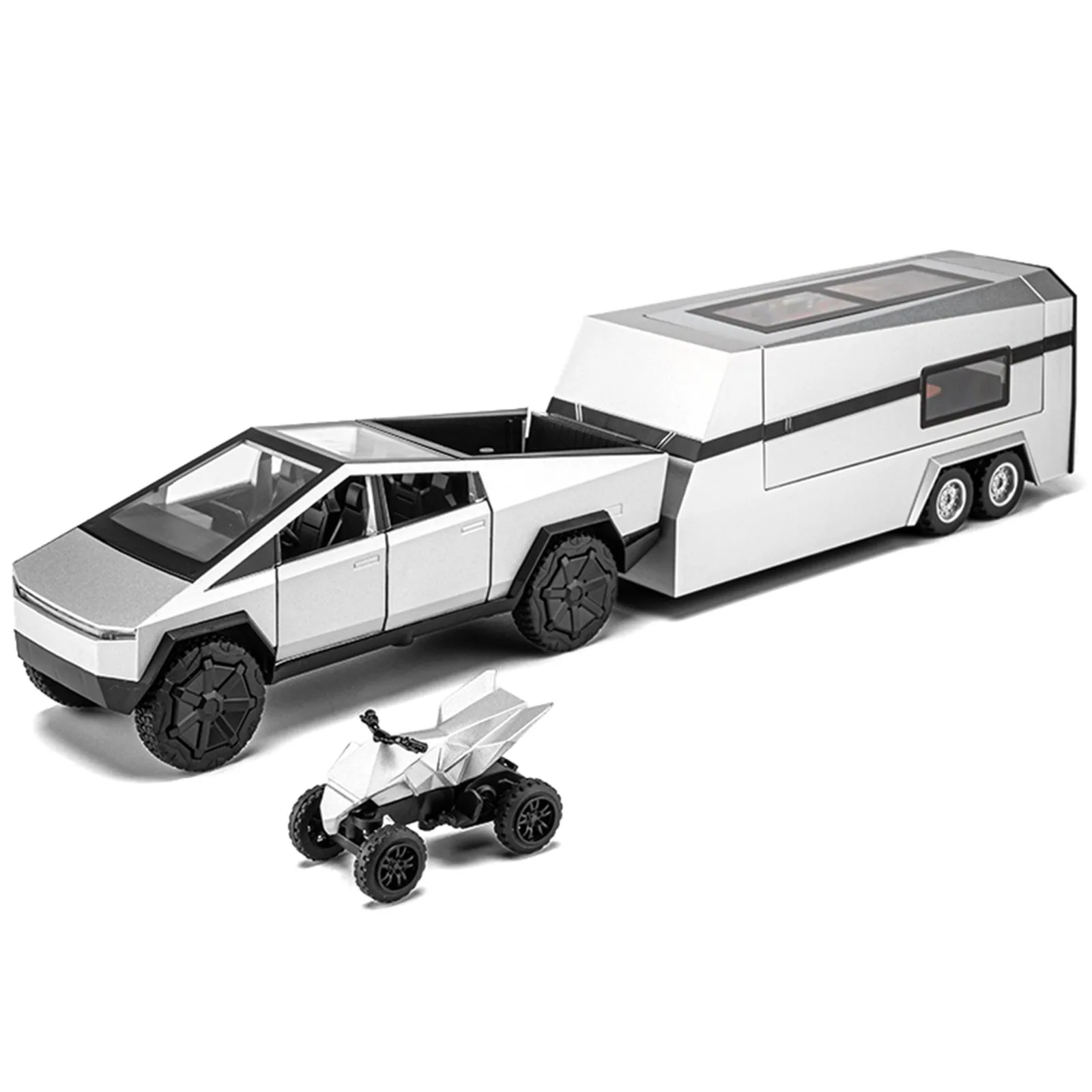 Futuristic Silver Diecast Pickup Truck 1:24 Scale 2 Futuristic Silver Diecast Pickup Truck 1:24 Scale - Image 2