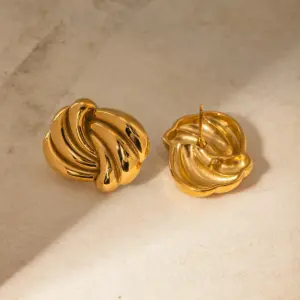 Gold-Tone Stainless Steel Wave Earrings for Women 9 S479d5436018c482fa92ea8d8187a31b7k
