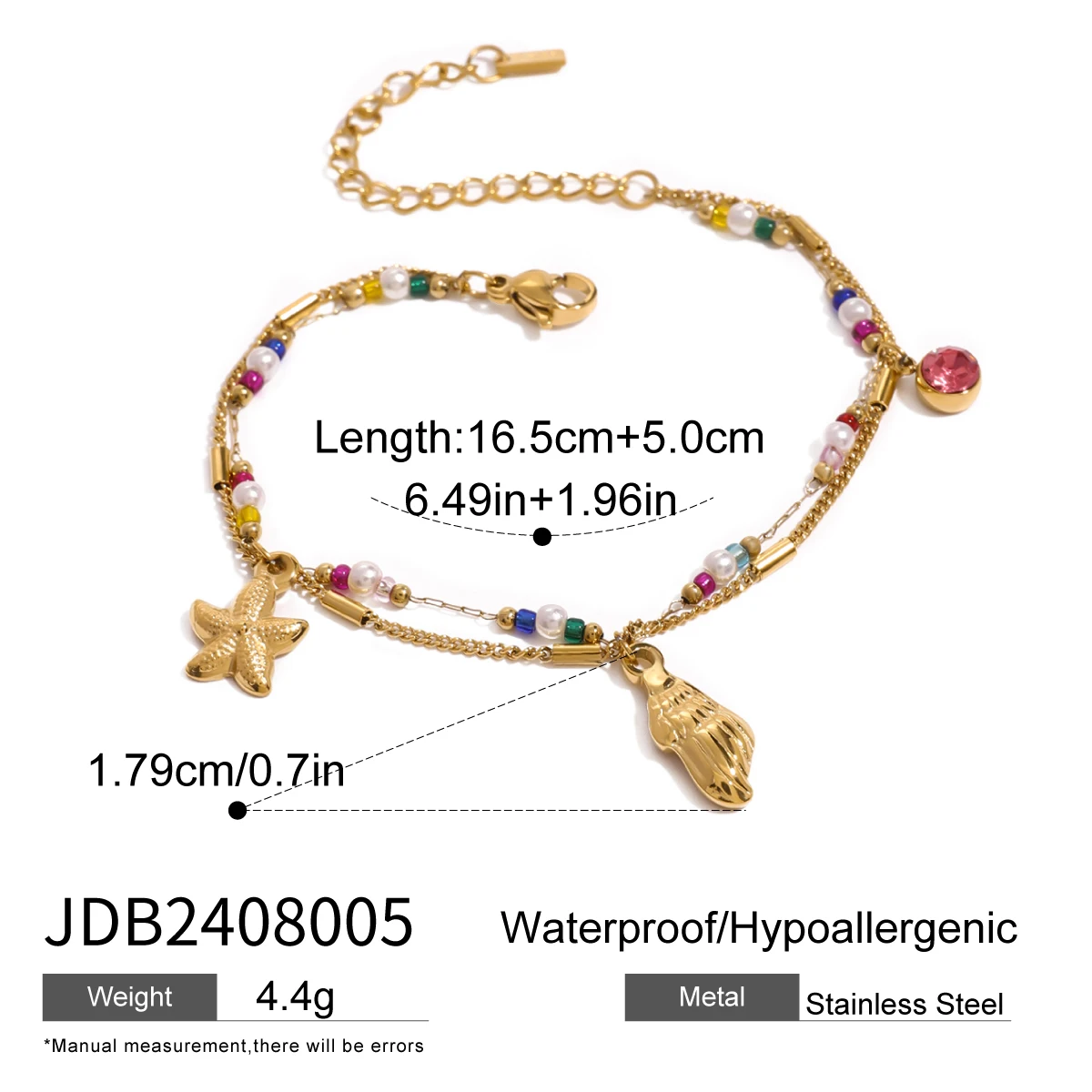 Stainless Steel Gold Bracelet with Charms 7 Stainless Steel Gold Bracelet with Charms - Image 7