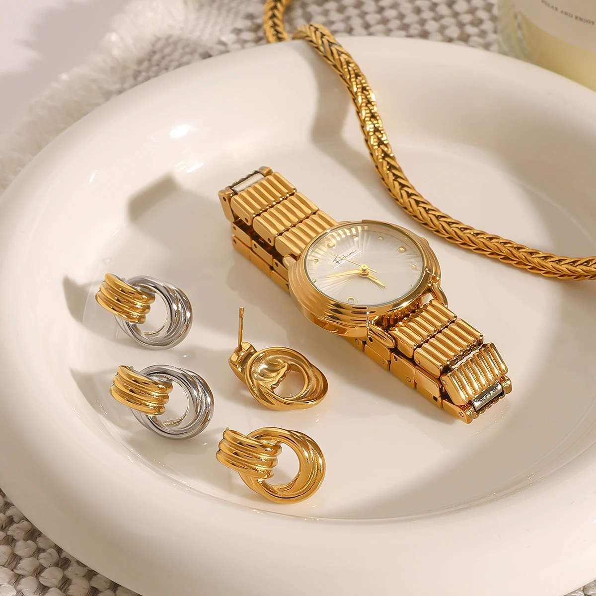 Mixed Metal Skeleton Stainless Steel Earrings for Women 5 Mixed Metal Skeleton Stainless Steel Earrings for Women - Image 5