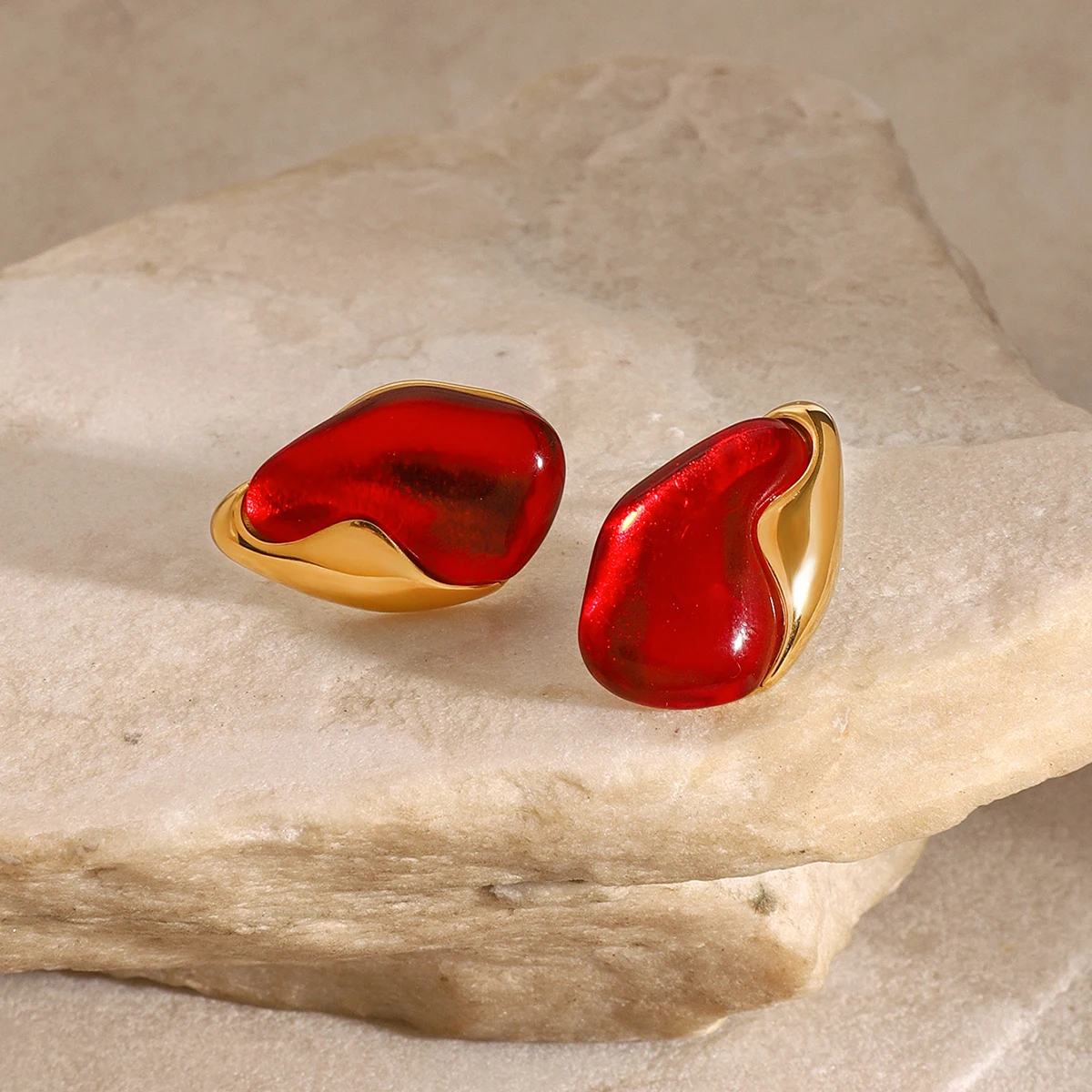 Stainless Steel Red Water Drop Earrings 5 Stainless Steel Red Water Drop Earrings - Image 5