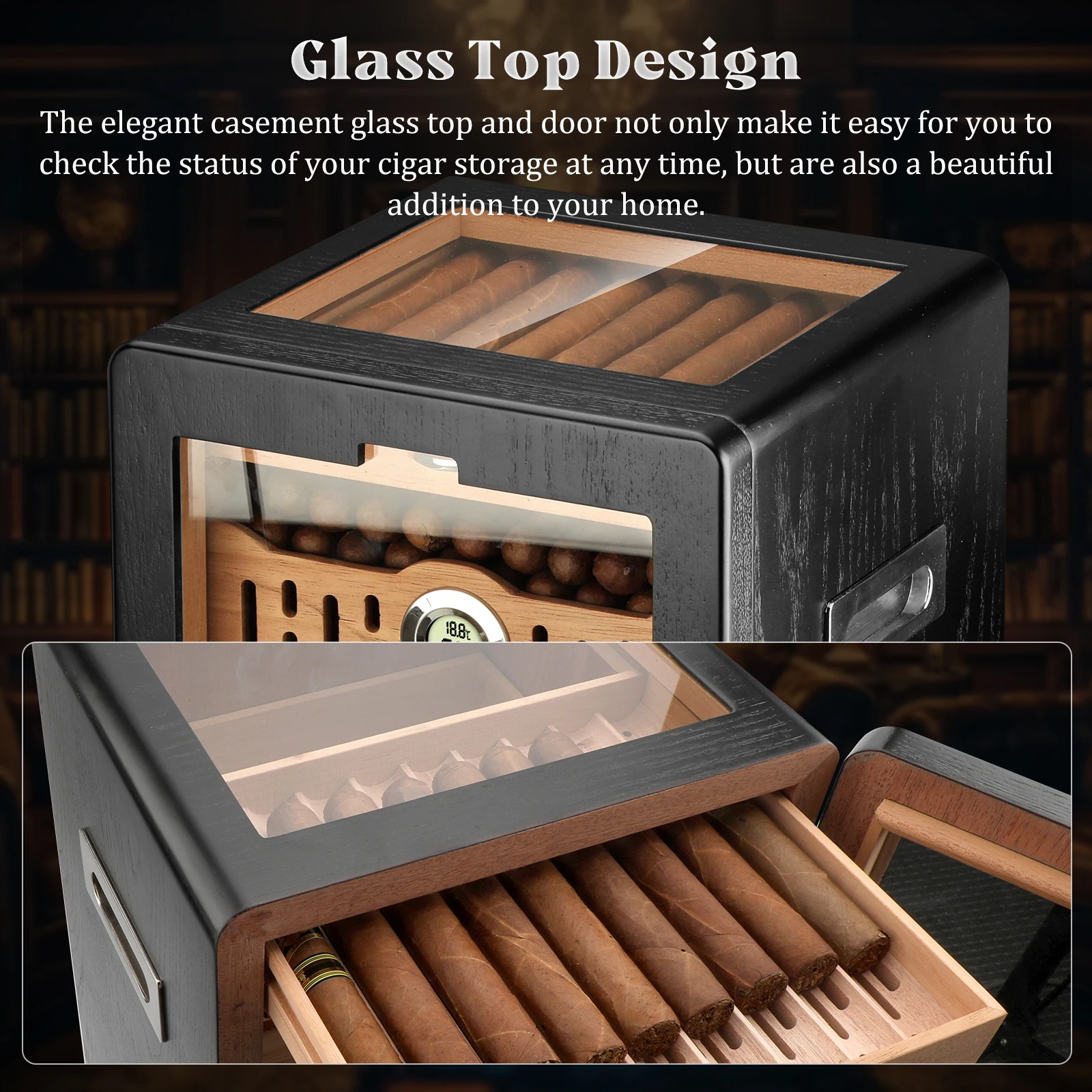 Sleek Black Cigar Humidor Cabinet 5 Sleek Black Cigar Humidor Cabinet - Image 5