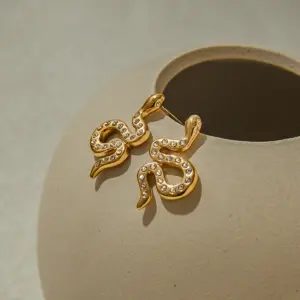 Stainless Steel Gold Snake Earrings JDE0103010 12 S4894c13000414cbe99277a0b63c9786dd