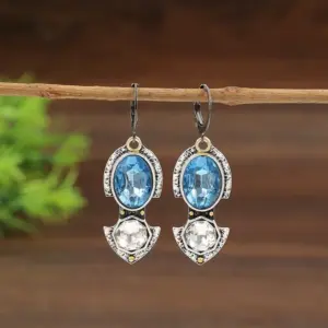 Vintage Blue and White Drop Earrings 7 S491d433a8ea243ab89ac68d9632a70efu