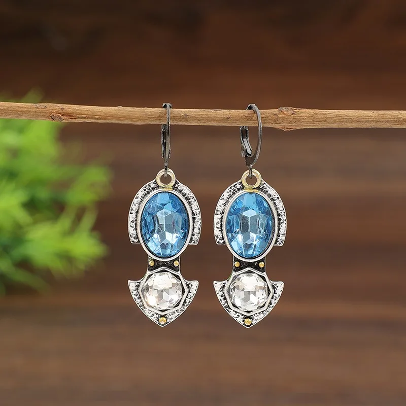 Vintage Blue and White Drop Earrings 2 Vintage Blue and White Drop Earrings - Image 2