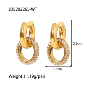 Stainless Steel Gold-Tone Hoop Earrings 16 S4931e861a9424f9c97f4df25381520d5X