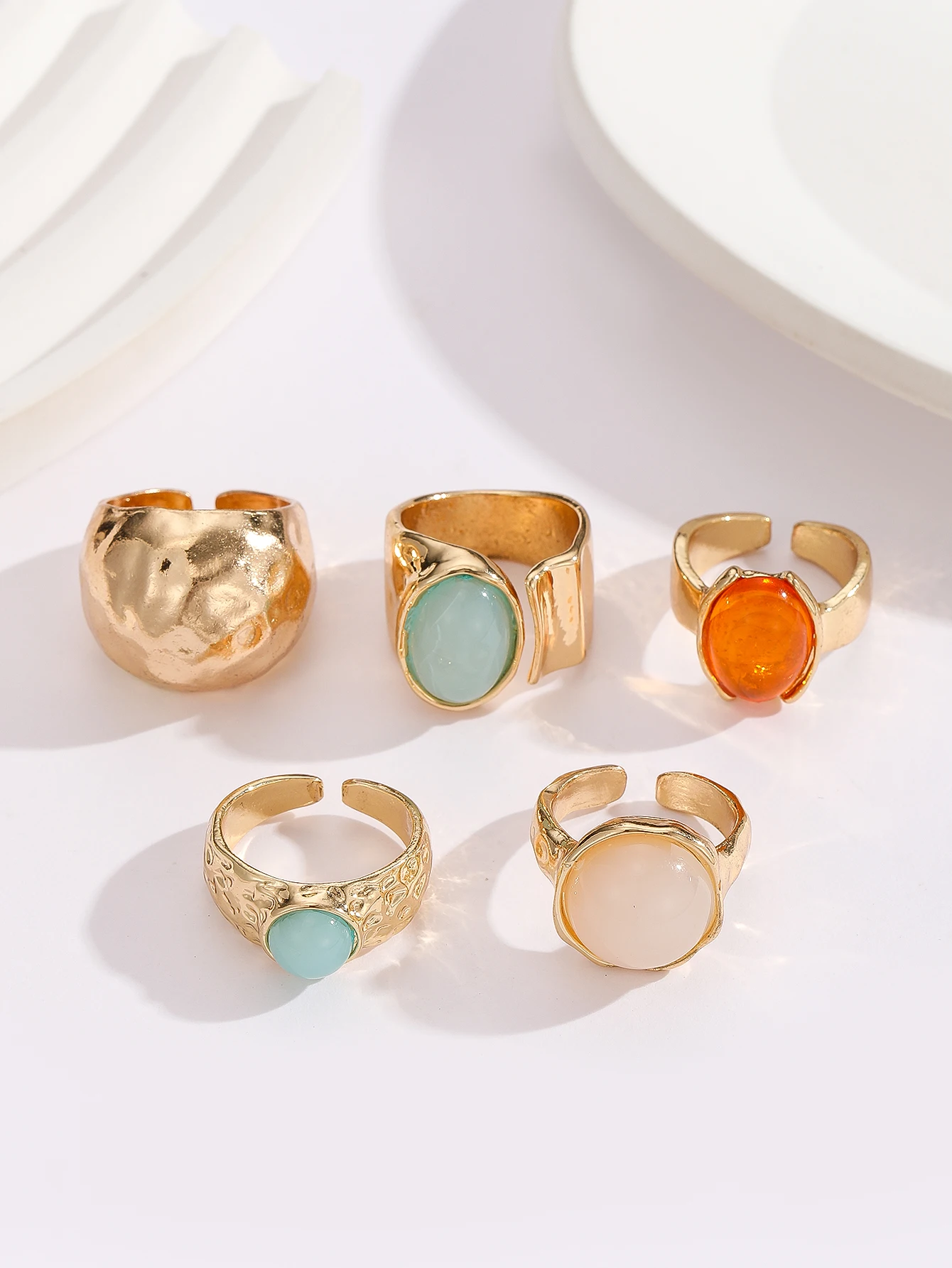 Luxury Acrylic Stone Fashion Rings Set for Women 4 Luxury Acrylic Stone Fashion Rings Set for Women - Image 4