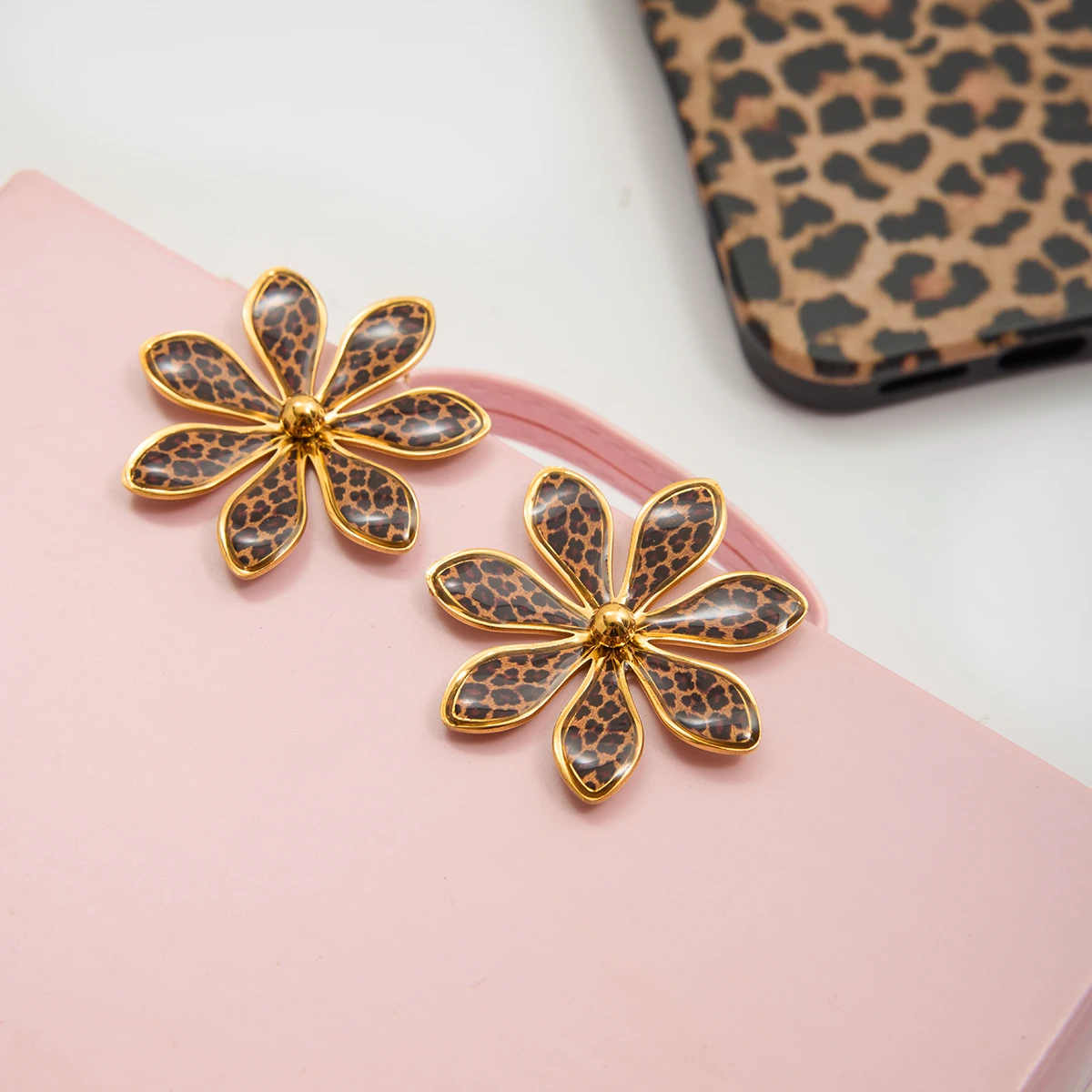 Bold Leopard Floral Stainless Steel Earrings 6 Bold Leopard Floral Stainless Steel Earrings - Image 6