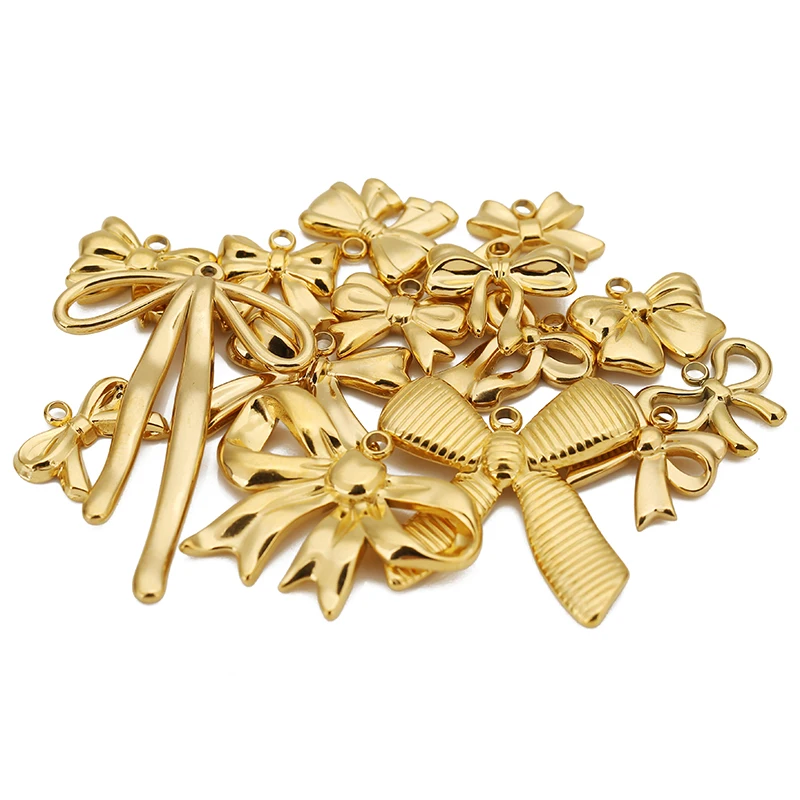 Stainless Steel Bow Knot Charms Set of 5 4 Stainless Steel Bow Knot Charms Set of 5 - Image 4