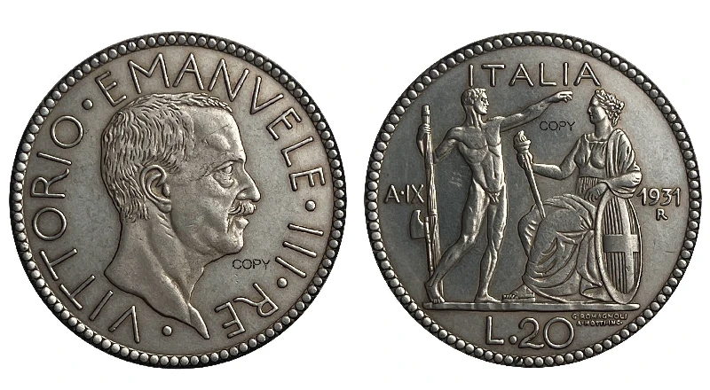 Vittorio Emanuele III Replica Coin, 1931 7 Vittorio Emanuele III Replica Coin, 1931 - Image 7