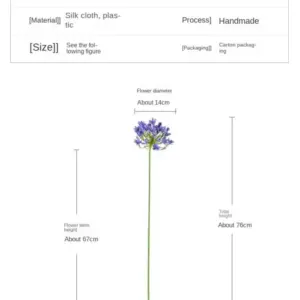 Luxury Artificial African Agapanthus Branch in Vivid Colors 14 S498617a1edcd4286b635f450cf164e953