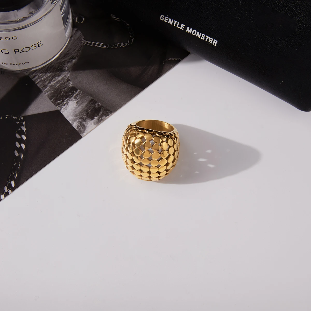 Bold Stainless Steel Gold Women's Ring 6 Bold Stainless Steel Gold Women's Ring - Image 6