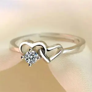 Silver Women's Heart Ring with Zircon Stone 5 S498daa700d2e40c796b3dbb13287eb39c