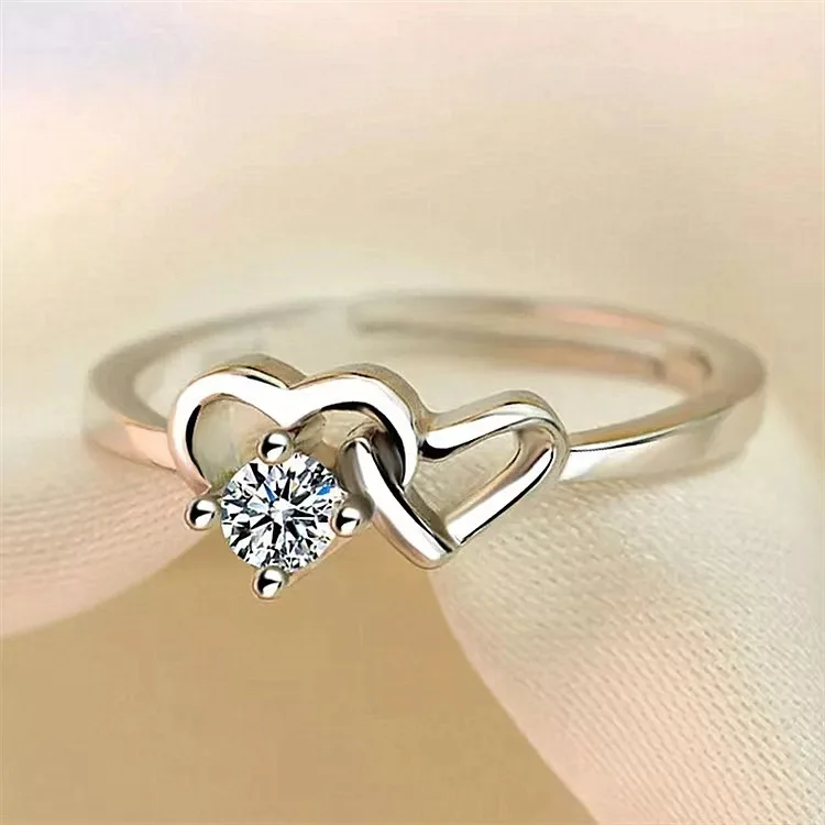 Silver Women's Heart Ring with Zircon Stone 3 Silver Women's Heart Ring with Zircon Stone - Image 3