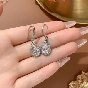 Silver Water Drop Zircon Earrings LL-YS1139 10 S49beda41f4bf442abb2362c1962213fa7