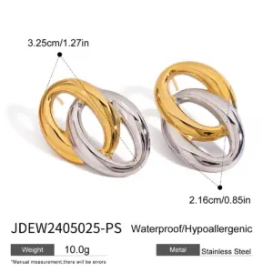 Minimalist Two-Tone Stainless Steel Oval Earrings 13 S49cac03df9ef415887c2e497d5de38ddJ